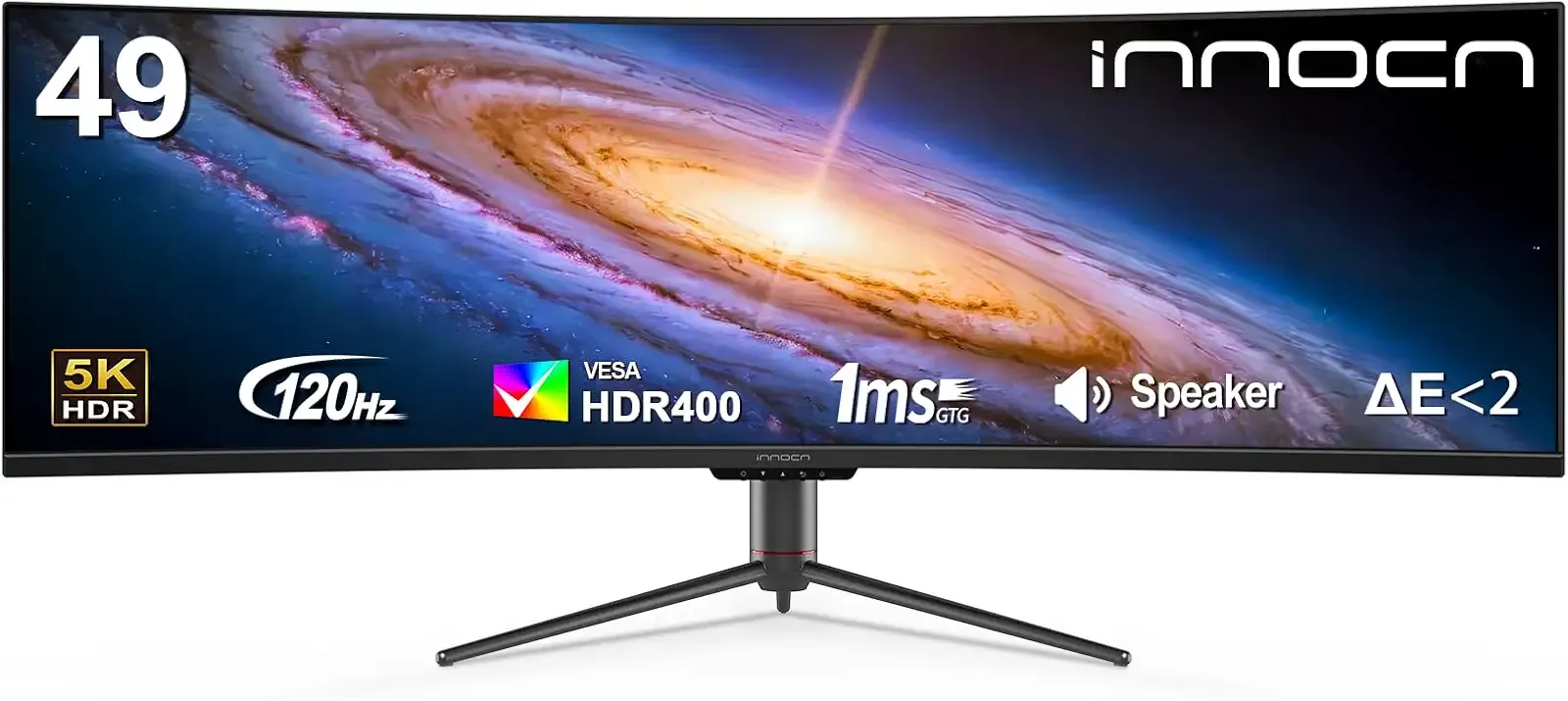 INNOCN 49" Curved Monitor Ultrawide Gaming 5K2K 120Hz 32:9 QHD 5120 x 1440P Computer Monitor, R1800, 99% sRGB, HDR400, USB Type C, DisplayPort, HDMI, Built-in Speakers, Height/Tilt Adjustable - 49C1R