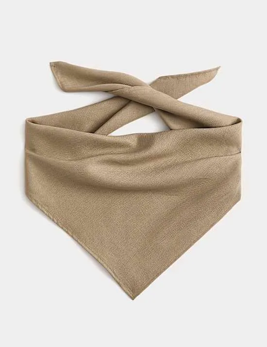 Linen Blend Herringbone Bandana Scarf