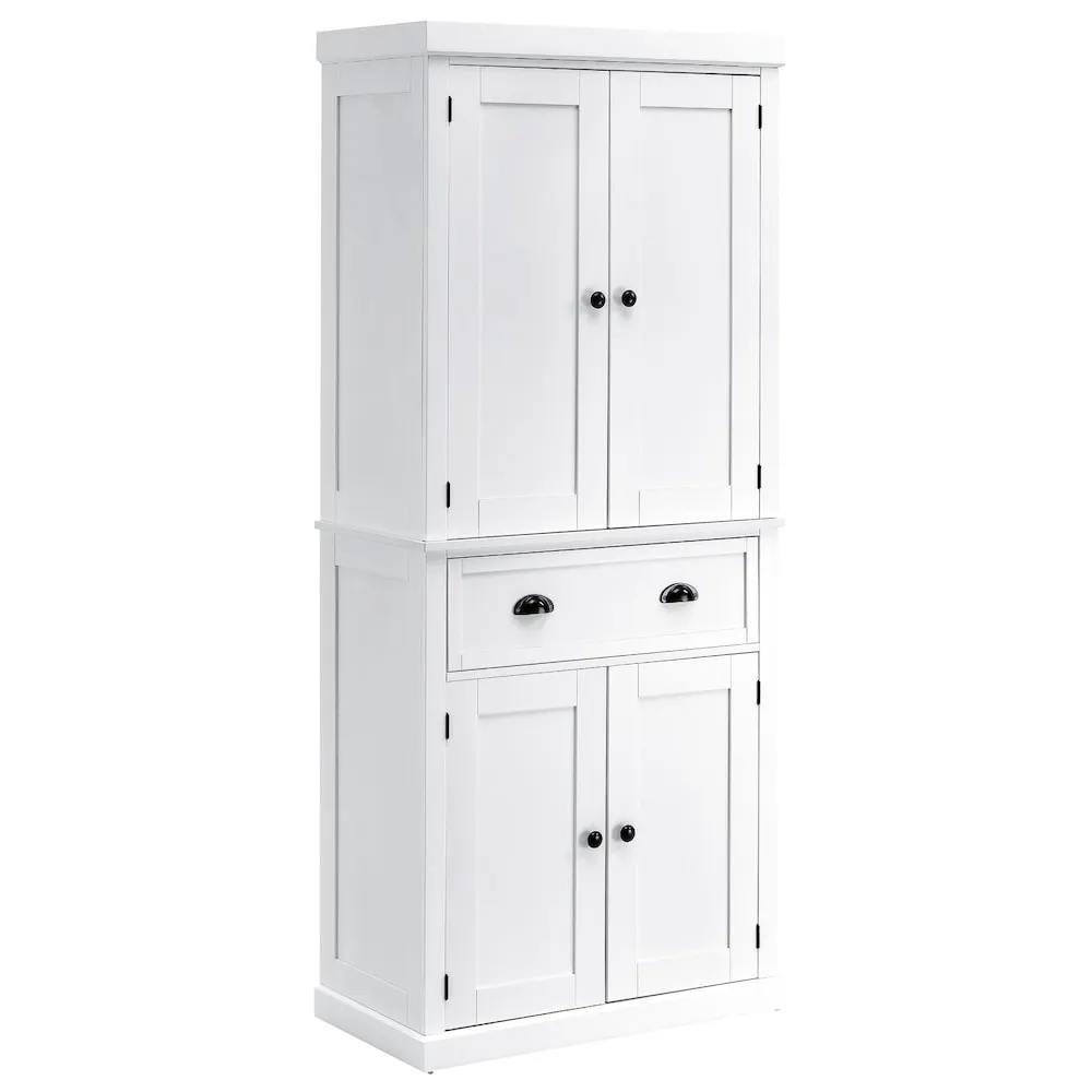 HOMCOM Traditional Kitchen Cabinet with Enclosed Storage Space MDF Board w/ 2 Drawers