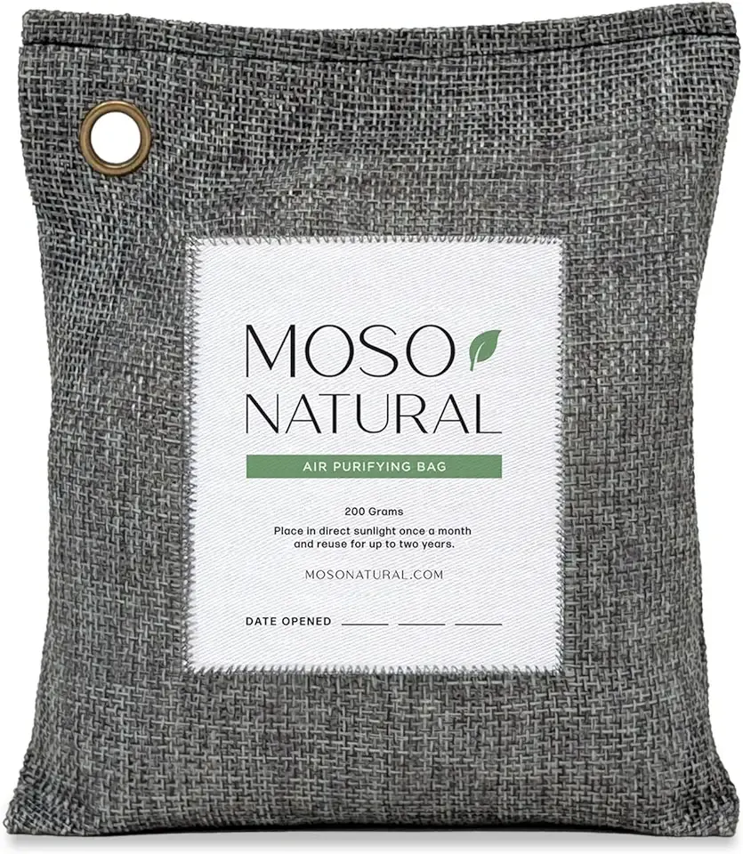 Moso Natural Air Purifying Bag 200g | Premium Bamboo Charcoal Odor Absorber for Home & Car | Closet Odor Eliminator, Small Room Deodorizer & Car Air Freshener | Long Lasting Charcoal Bags Cover 90sqft