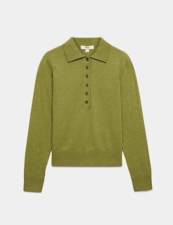 Schmal geschnittener Kragenpullover mit Wollanteil