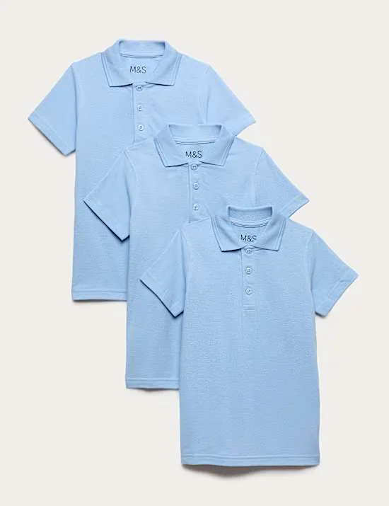3er-Pack Fleckenabweisende Slim Fit Unisex-Poloshirts für die Schule (2–18 J.)