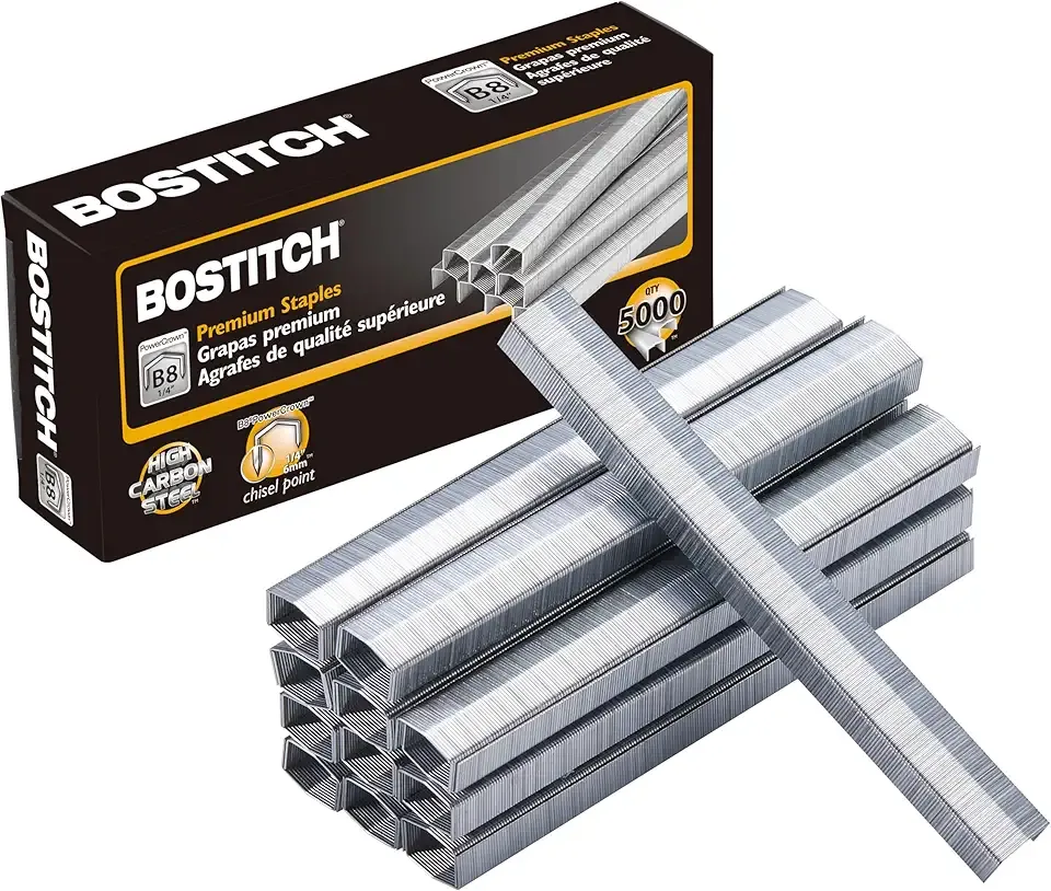 Bostitch Office B8 PowerCrown 0.25 Inch Staples, Pack of 5,000 Staples (STCRP21151/4), Silver