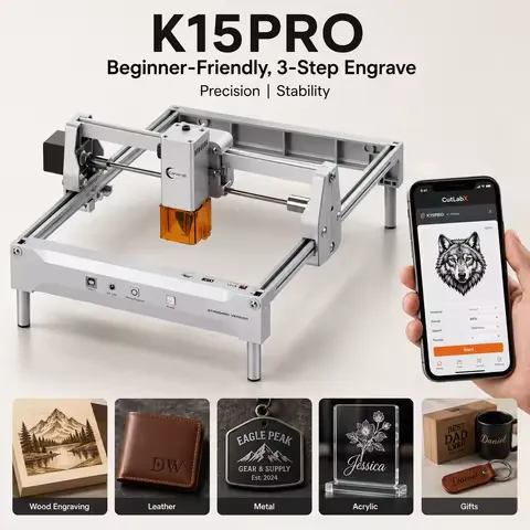 Laser Engraver Machine, Laser Cutter & Engraver for Small Businesses & Studios, 7W 12W Optical Power, Cutting for Wood Leather