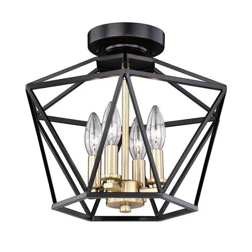 Patriot Lighting® Roma Noble Bronze & Natural Brass 4-Light Semi-Flush Mount Ceiling Light