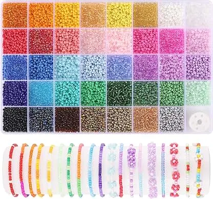 Funtopia 3mm Seed Beads, 39 Colors Glass Seed Beads for…