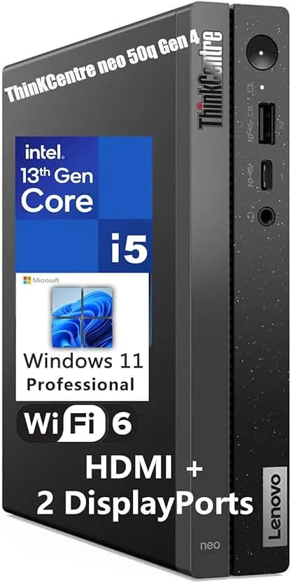 Lenovo ThinKCentre neo 50q Gen 4 Tiny 1L Business Mini Desktop Computer, 13th Gen Intel 8-Core i5-13420H (Beat i7-1355U), 16GB DDR4 RAM, 1TB PCIe SSD, 2 DisplayPorts, WiFi 6, Win 11 Pro, Vent-Hear Lenovo ThinKCentre neo 50q Gen 4 Tiny 1L Business Mini…