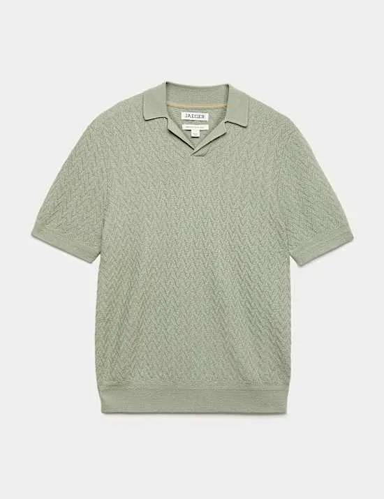 Merino Wool with Silk Knitted Polo Shirt