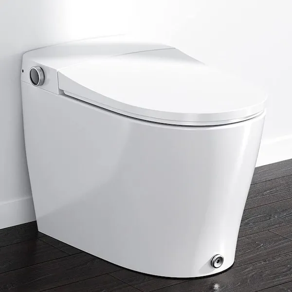 HOROW Elongated Smart Toilet Bidet in White with Auto Open, Auto Close, Auto Flush, Heated Seat and Remote