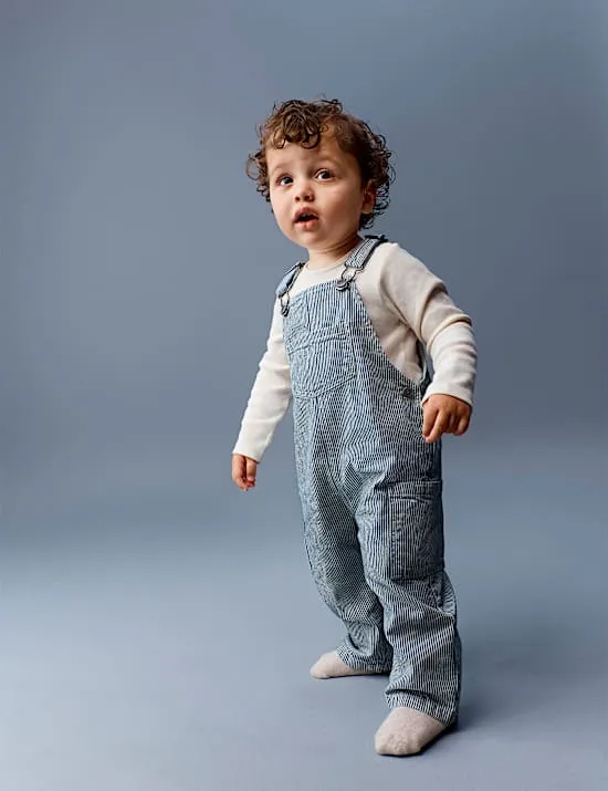 2 Piece Ticking Stripe Dungaree Outfit (0-3 Yrs)