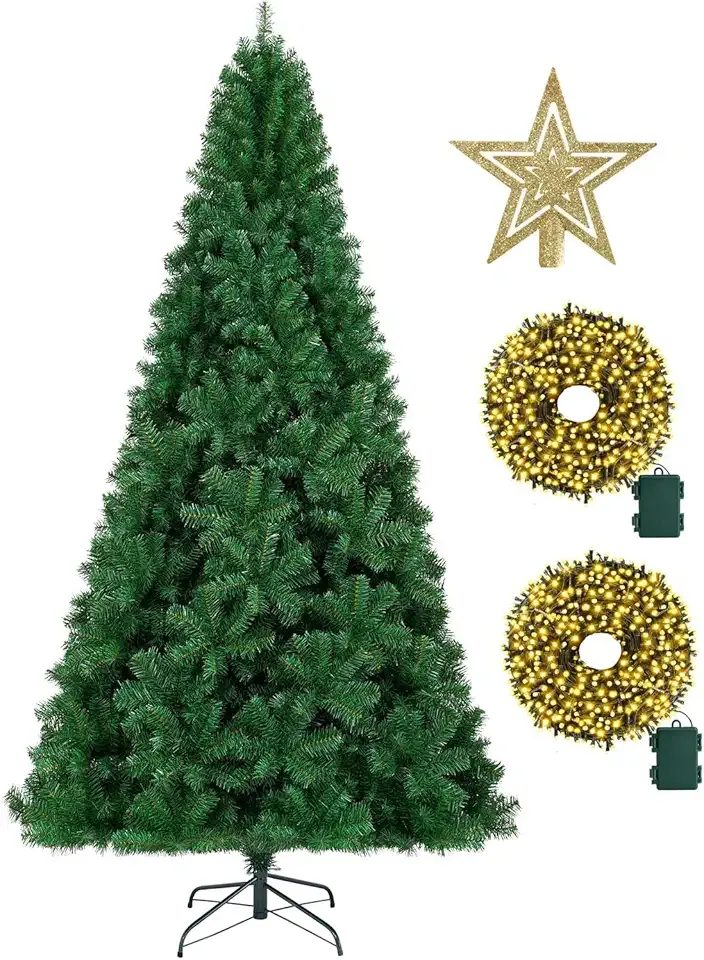 KTKDE 6ft Premium Artificial Holiday Christmas Tree w/ 1005 Branch Tips1pcs Tree top Star 200 Led Battery Operated String Lights,for Home Festival Celebration Perfect Choice for Xmas Decoration