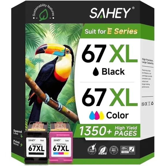 67 Ink Cartridges Compatible for HP 67 Ink Cartridge for Ink 67 for DeskJet 2700 2752e 2755e 2855e 4155e 4255e Envy 6000 6055 6055e Printer (Black, Tri-color)
