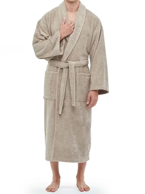 Shawl Collar Turkish Terry Cotton Bathrobe for Men