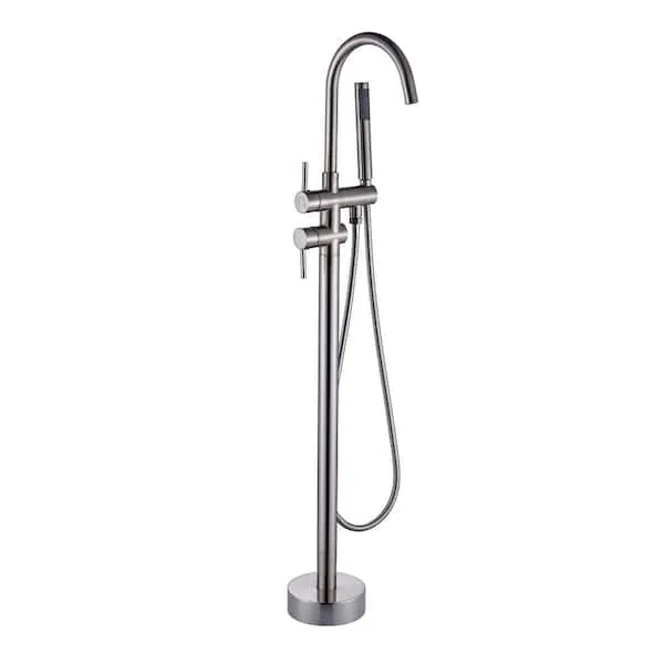 Single-Handle Free Standing Tub Faucet Bathroom Shower in Brushed Nickel