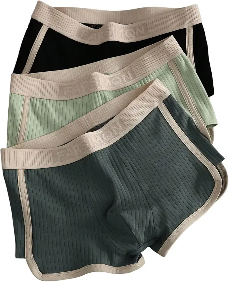 Men's Boxer Briefs 3 Packs Trunks Mid Rise Underwear Stretchy Knitted Panties