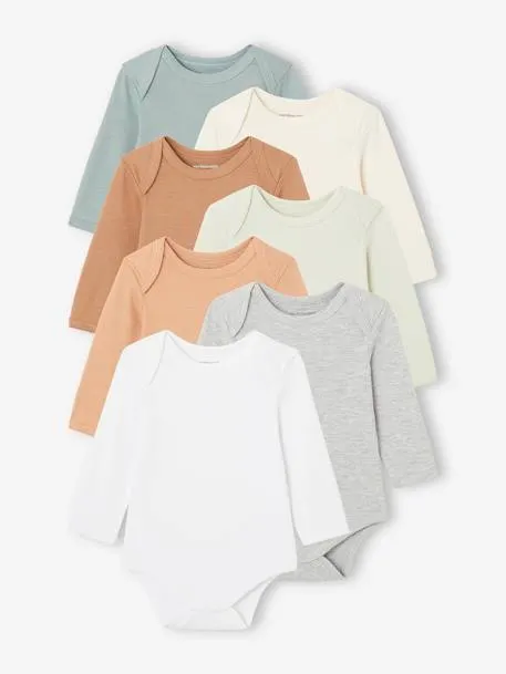Lot de 7 bodies manches longues ouverture US bébé BASICS -...