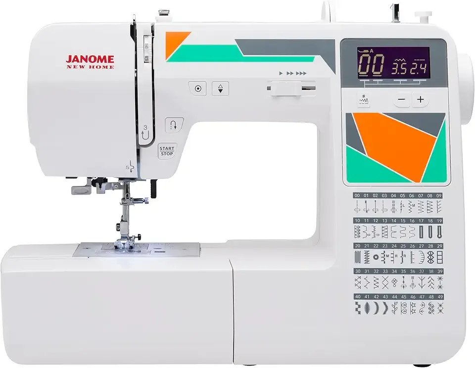 Janome MOD-50 Computerized Sewing Machine with 50 Built-In Stitches, 3 One-Step Buttonholes, Drop Feed and Accessories