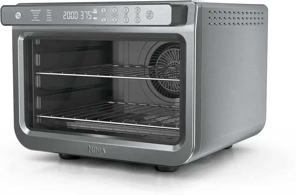 Ninja Air Fryer & Toaster Oven | Prestige Smart XL Countertop Oven | Bakes up to 20 Cookies, Fits up to a 12lb Turkey | Pizza, Toast, Bake, Air Fry & Reheat | 1800 Watts | Stainless Steel | DT501​