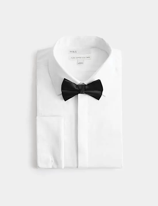 Slim Fit Cotton Dress Shirt with Bow Tie