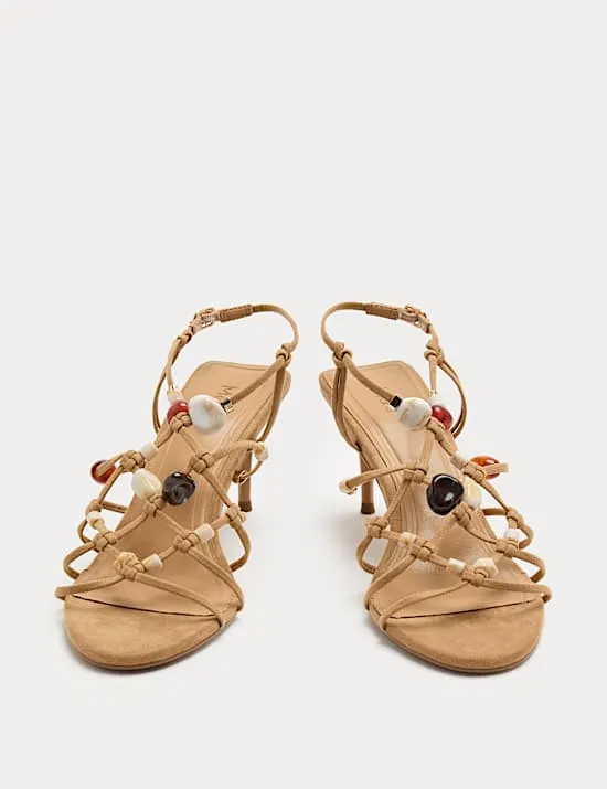 Beaded Strappy Stiletto Sandals