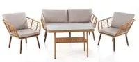 11tlg. Lounge-Set ASTI aus Aluminium und Rope-Geflecht inkl. Polsterauflage - Beige