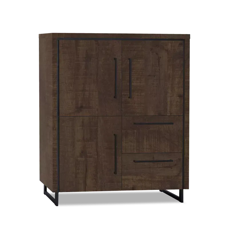 Opbergkast Sheridan - 118 cm - Lamulux Dark Mango - 3 deuren, 2 laden