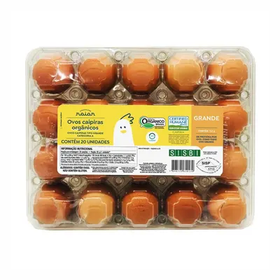 ovos orgânicos caipiras raiar com 20 unidades