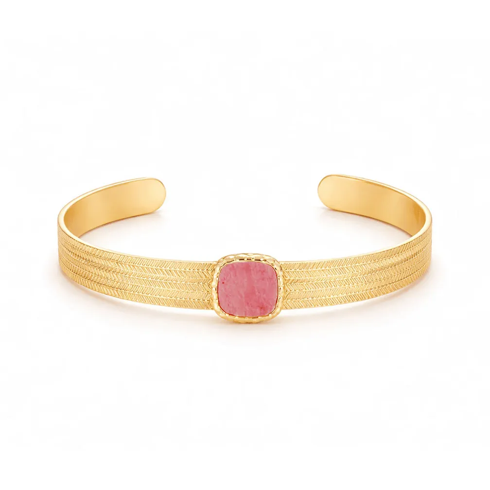 Armband in edelstaal, vierkante steen