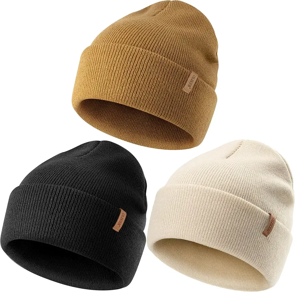 Beanie for Men Women, Winter Double Layer Warm Hat Skull Cap