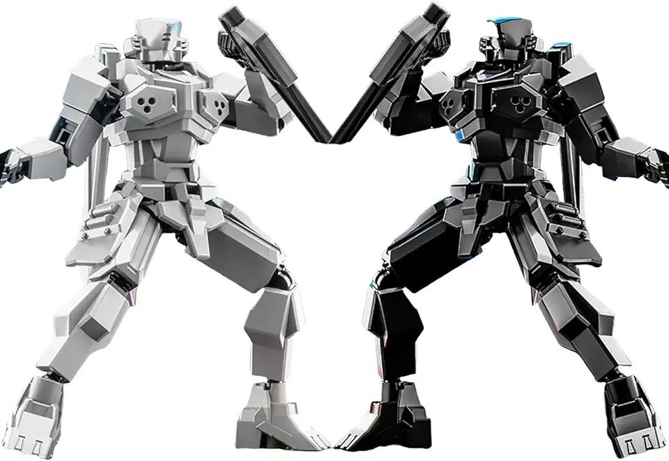 2er Set T13 Action Figure, Assembly Completed Shield Warrior Titan 13 Action Figures, Multi-Jointed Movable Action Figure, Lucky 13 Robot, Desktop Decorations for Game Lovers Toy (Gray+Black)