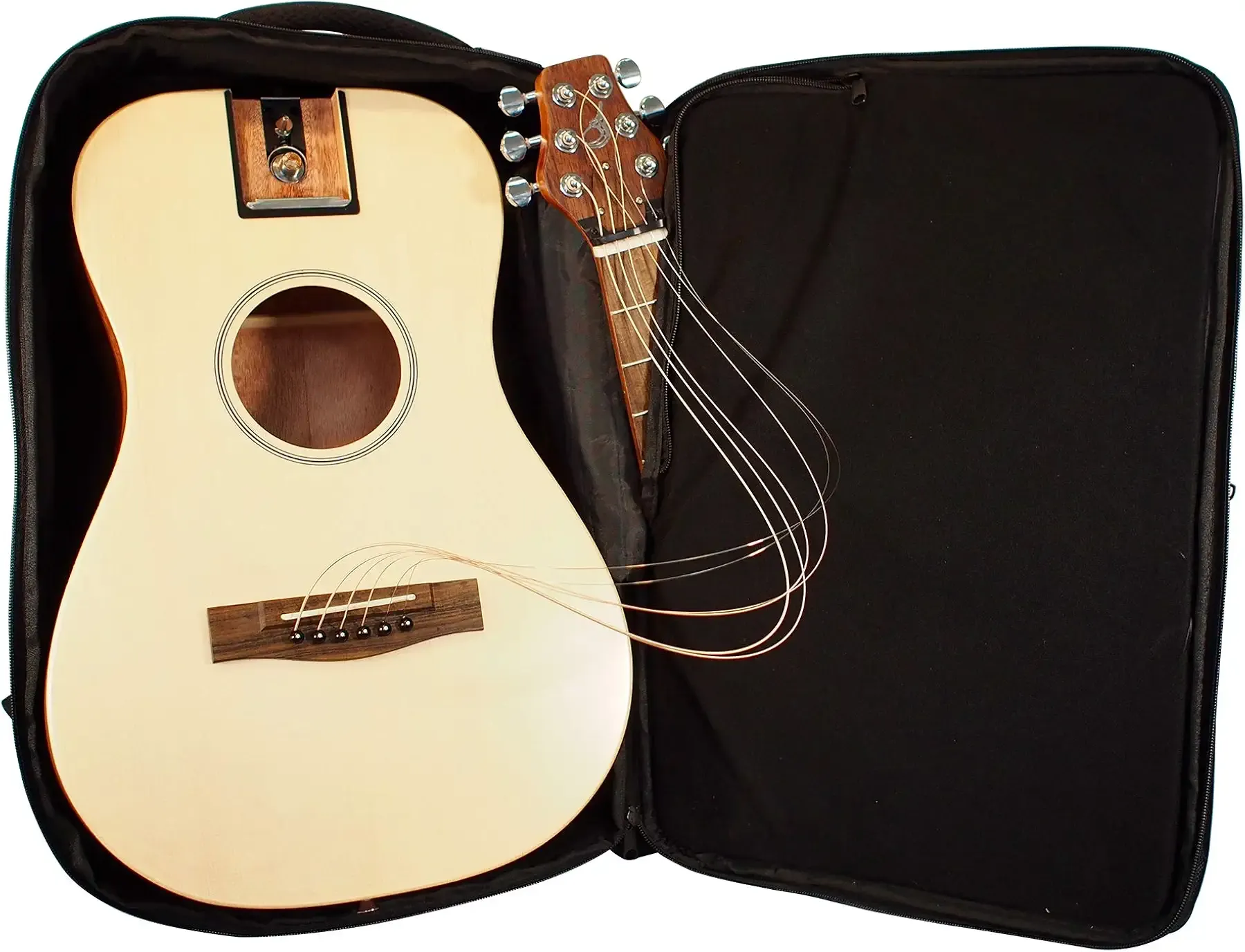 Journey Instruments Solid Sitka Acoustic Collapsible Travel Guitar PJ410N | Traveling Acoustic Guitar with Collapsible Patented System, Portable Backpack Case (African Mahogany)