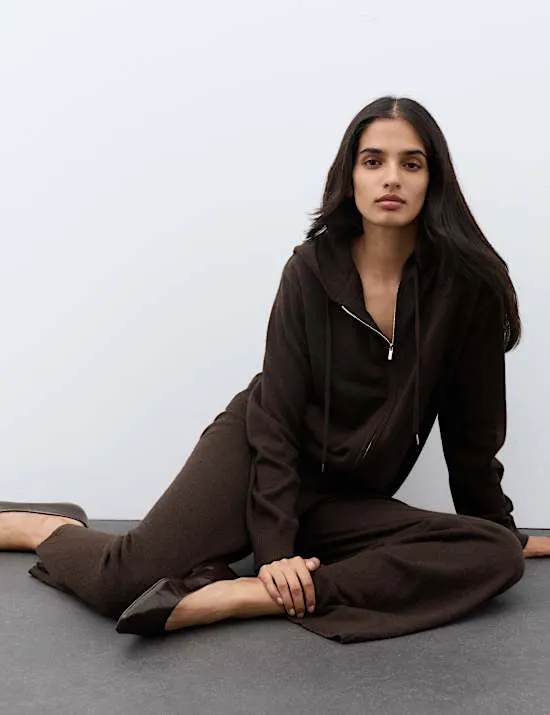 Hoodie aus reinem Cashmere mit Reißverschluss