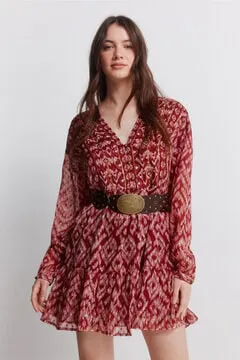 Vestido corto gasa lentejuelas