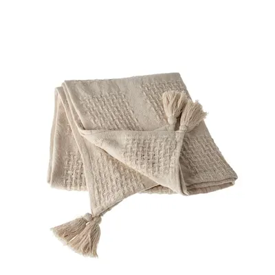 Beige 50-in x 60-in Cotton Throw