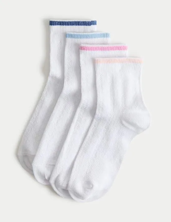 4 Pack Striped Pelerine Cotton Rich Socks (6 Small - 7 Large)