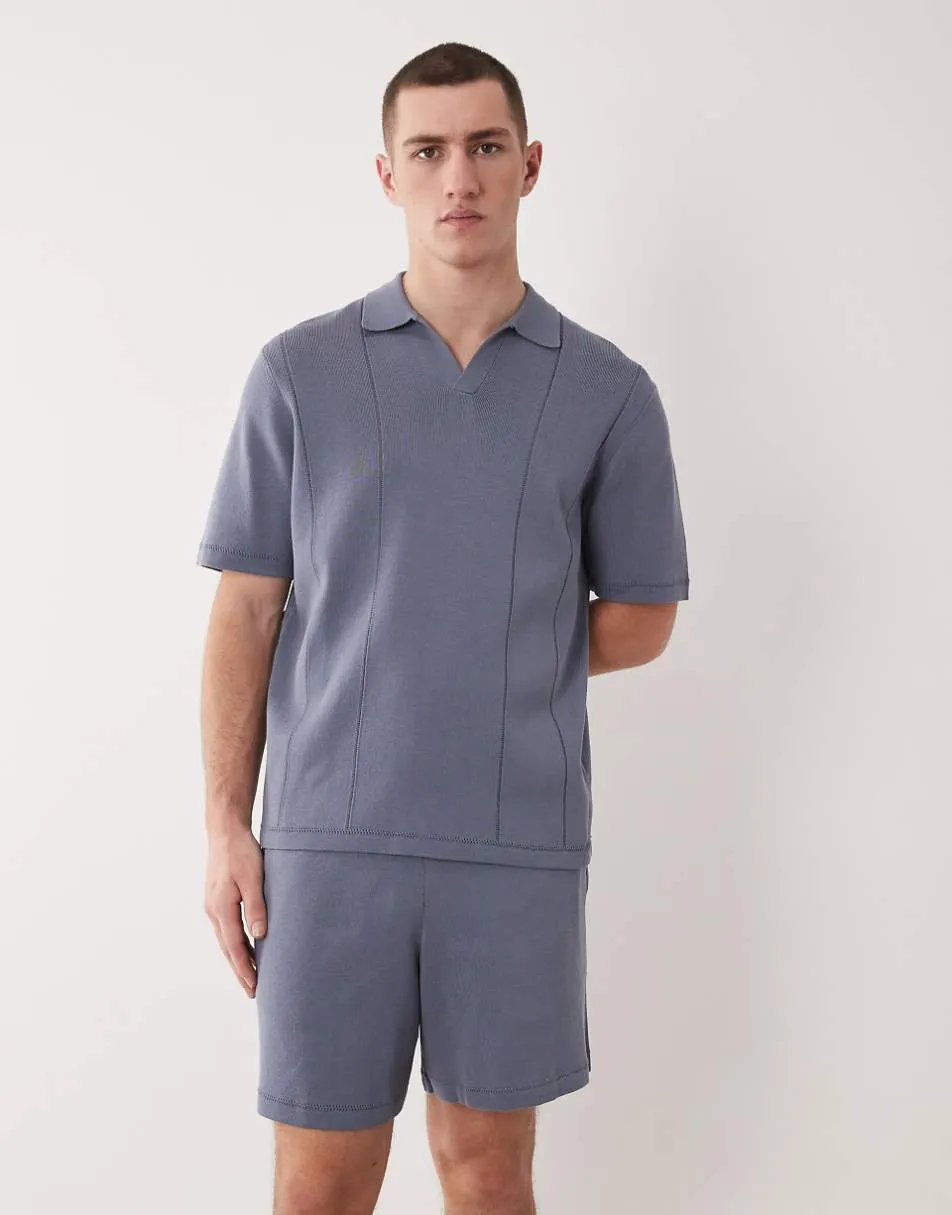 ASOS DESIGN compact knit shorts co-ord in blue - MBLUE