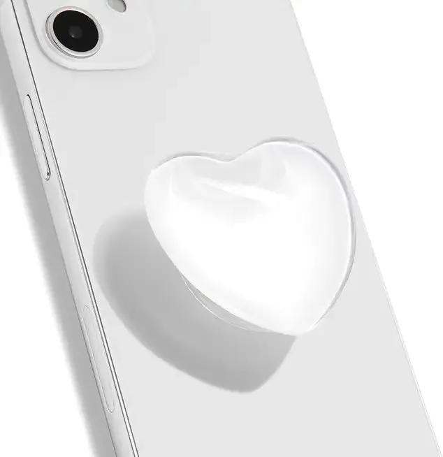 OnTheGrip Cute Glass Heart Design Collapsible Expandible Mobile Phone Grip Stand Holder for Smartphone Tablet Cell Phone Accessory (White)
