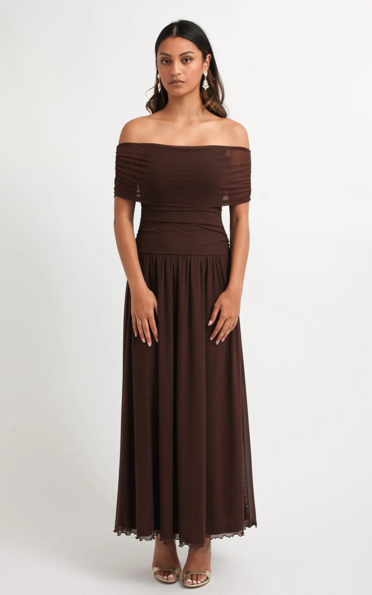 Mesh Off Shoulder Gown