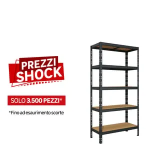 Scaffale in kit 5 ripiani Pokerino L 90 x P 40 x H 180 cm grigio antracite, portata per ripiano 200 kg
