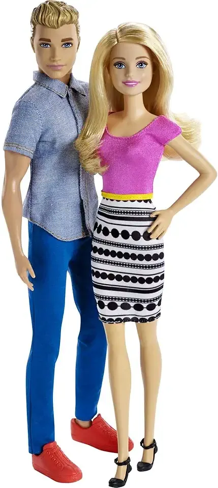 Dolls, Barbie and Ken Doll 2-Pack Featuring Blonde Hair and Bright Colorful Clothes, Kids Toys and Gifts (Amazon Exclusive)