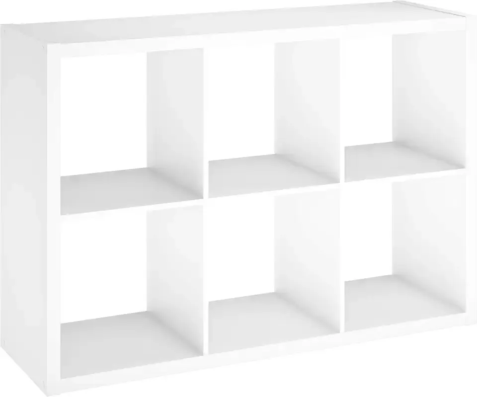 6 Cube Storage Shelf Organizer Bookshelf with Open Back, Vertical or Horizontal, Easy Assembly, Wood, White Finish