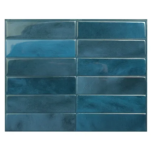 Smart Tiles Peel and stick backsplash Morocco Agadir tiles, Ceramic look, 11.43in x 9in, Blue, 4-pack