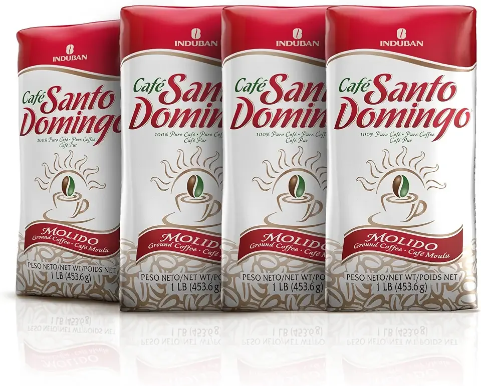 Café Santo Domingo, 16 oz Bag, Ground Coffee, Medium Roast - Product from the Dominican Republic (Pack of 4)