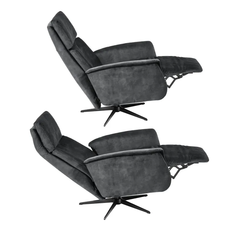 Silius recliner, manuell medium manuell, stoff Adore 3151 Antracite, Polaris sokkel svart