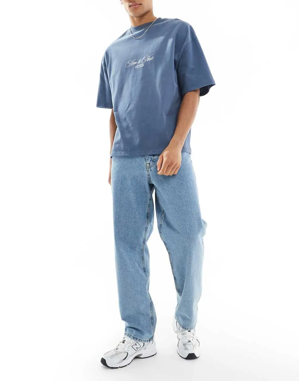 ASOS DESIGN baggy jeans in mid wash blue