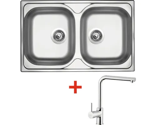 Nerezový dřez s baterií CLASSIC 800 DUO 500 x 800 mm + baterie ELKA N92