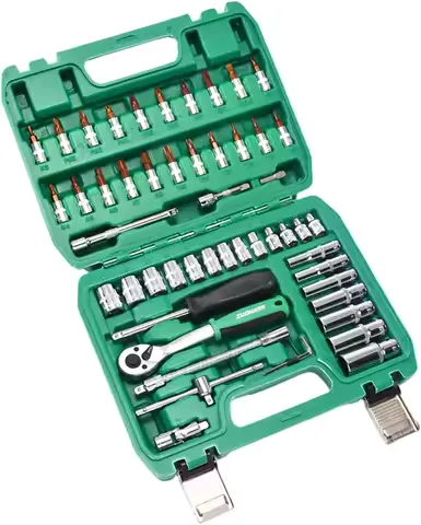 46/53Pcs Socket Wrench Set Auto Repair Mechanics Tools Household Garage Hand Drive Socket Tool Kit Practical Father's Day Gift Hot Christmas Present Professional Repair Tools