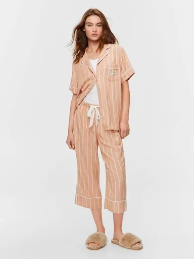 Chocolate Stripe 100% Textured Viscose 3/4 Pj Pant