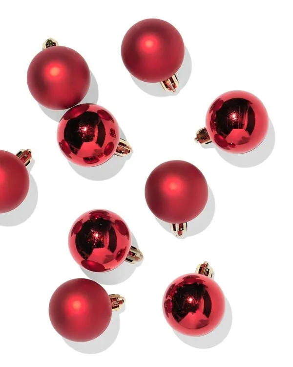 kerstballen set 4.1cm plastic rood - 9 stuks