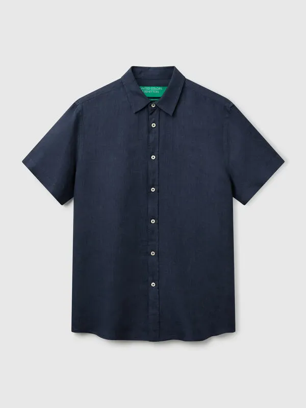 Short sleeve shirt in pure linen